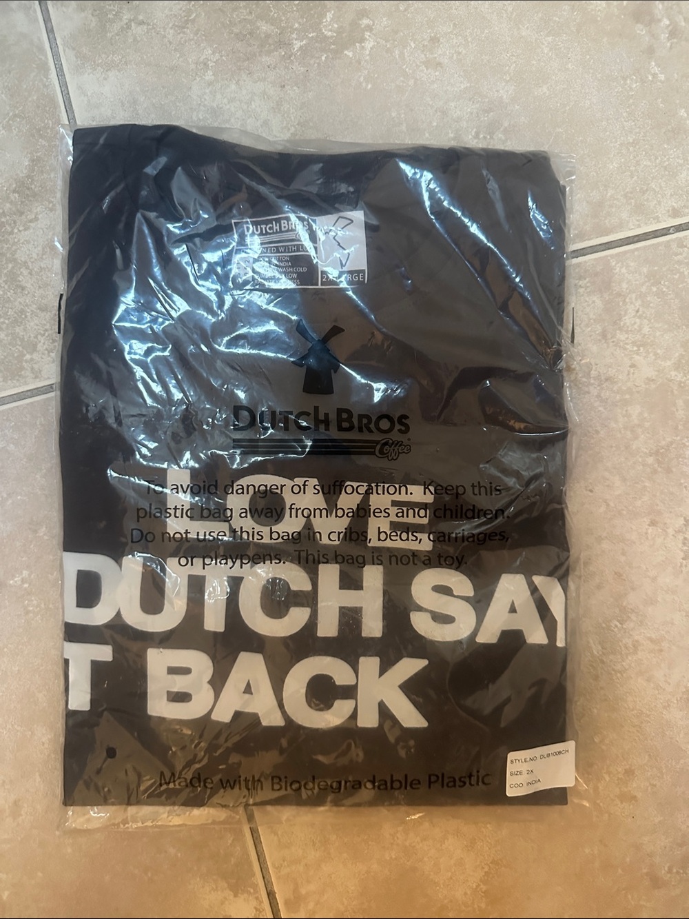 LONELY GHOST X Dutch bros Black Short Sleeve Tee with White Text